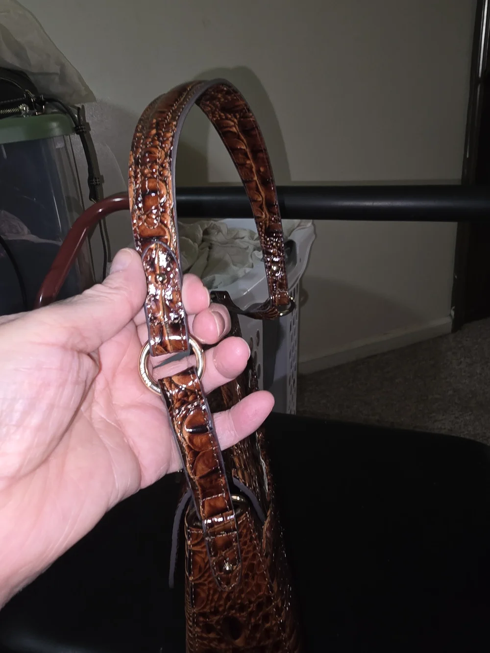 Brahmin Pecan  Croc-Embossed Shoulder Bag  Like new Condition no Call Outs